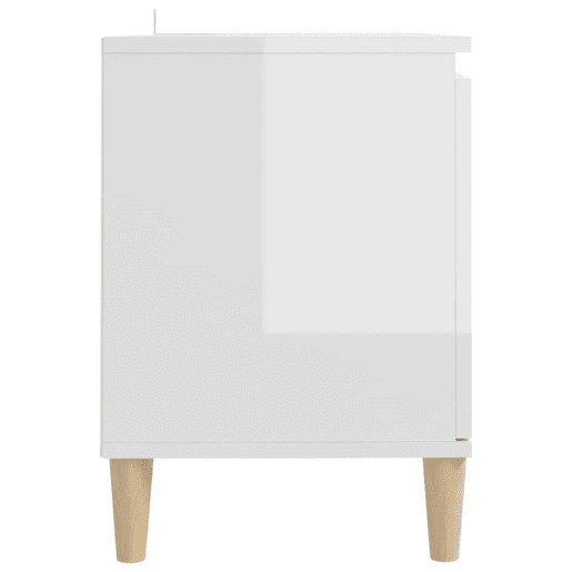 Móvel de TV - Modulo de TV - Armário de TV pernas de madeira 103,5x35x50 cm branco brilhante