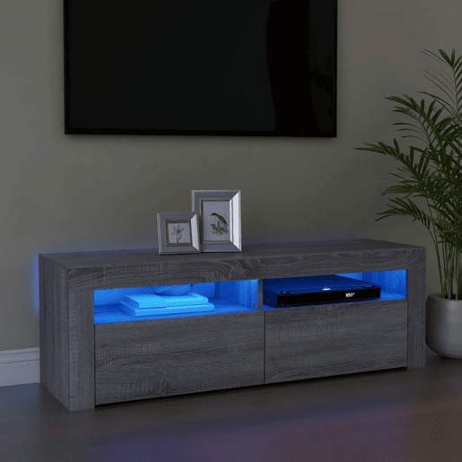 Móvel de TV - Modulo de TV - Armário de TV com luzes LED 120x35x40 cm cinzento sonoma