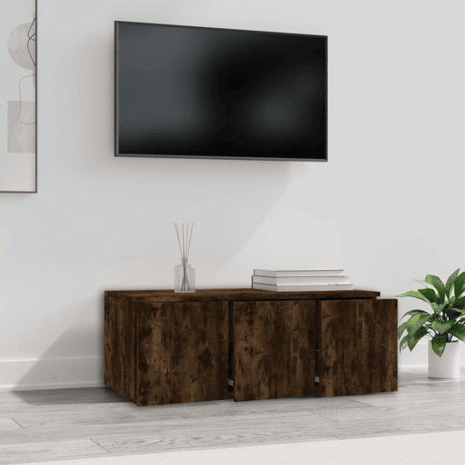 Móvel de TV - Modulo de TV - Armário de TV 80x34x30cm derivados de madeira cor carvalho fumado