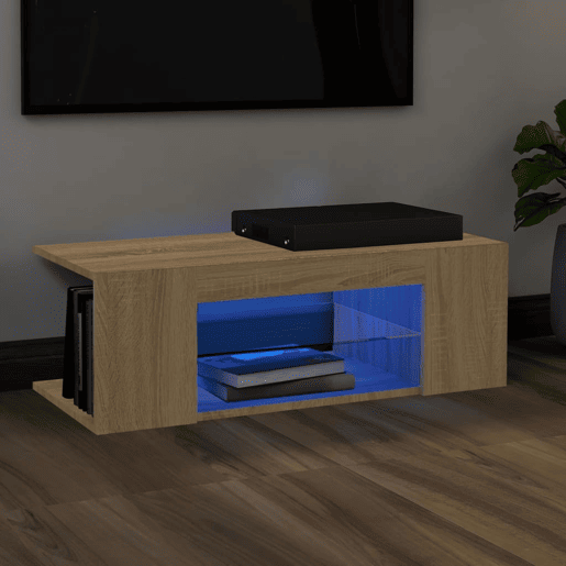 Móvel de TV - Modulo de TV - Armário de TV com luzes LED 90x39x30 cm carvalho sonoma