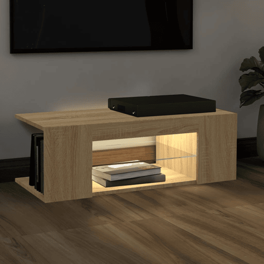 Móvel de TV - Modulo de TV - Armário de TV com luzes LED 90x39x30 cm carvalho sonoma
