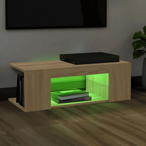Móvel de TV - Modulo de TV - Armário de TV com luzes LED 90x39x30 cm carvalho sonoma
