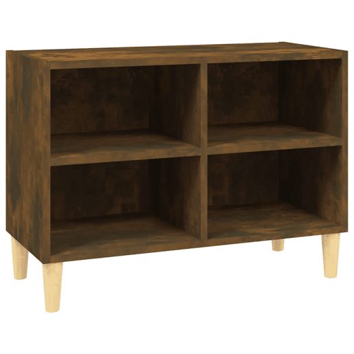 Móvel de TV - Modulo de TV - Armário de TV pernas madeira maciça 69,5x30x50 cm carvalho fumado