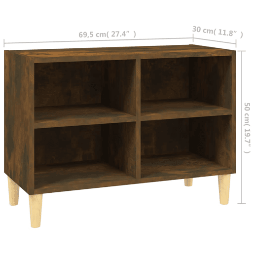 Móvel de TV - Modulo de TV - Armário de TV pernas madeira maciça 69,5x30x50 cm carvalho fumado