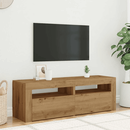 Móvel TV - Modulo de TV - Armário de TV c luzes LED derivados de madeira carvalho artisiano