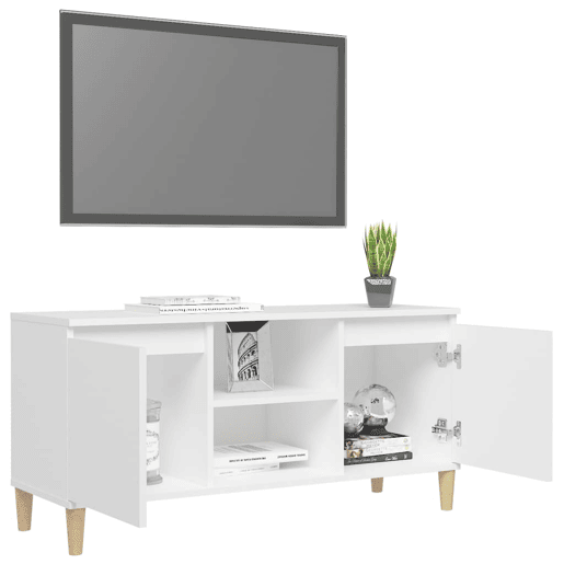 Móvel de TV - Modulo de TV - Armário de TV c pernas de madeira maciça 103,5x35x50 cm branco