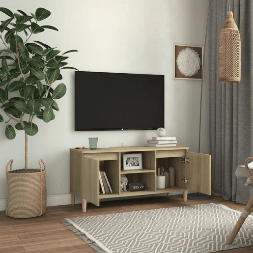 Móvel de TV - Modulo de TV - Armário de TV c pernas de madeira 103,5x35x50 cm carvalho sonoma