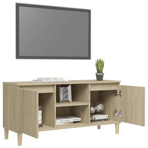 Móvel de TV - Modulo de TV - Armário de TV c pernas de madeira 103,5x35x50 cm carvalho sonoma