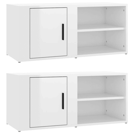 Móveis TV - Armários de TV 2pcs 80x31,5x36 cm derivados madeira branco brilhante