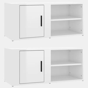 Móveis TV - Armários de TV 2pcs 80x31,5x36 cm derivados madeira branco brilhante