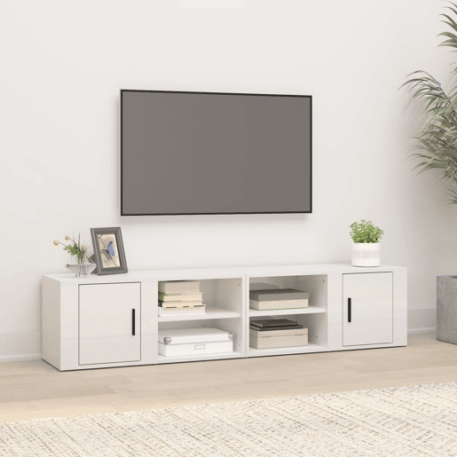 Móveis TV - Armários de TV 2pcs 80x31,5x36 cm derivados madeira branco brilhante