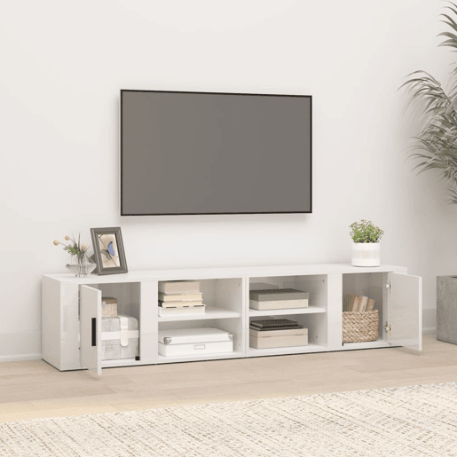 Móveis TV - Armários de TV 2pcs 80x31,5x36 cm derivados madeira branco brilhante