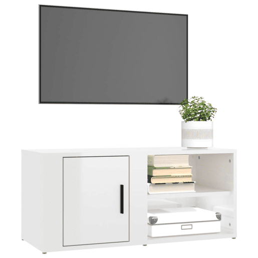 Móveis TV - Armários de TV 2pcs 80x31,5x36 cm derivados madeira branco brilhante