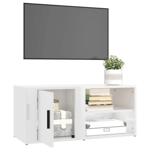 Móveis TV - Armários de TV 2pcs 80x31,5x36 cm derivados madeira branco brilhante