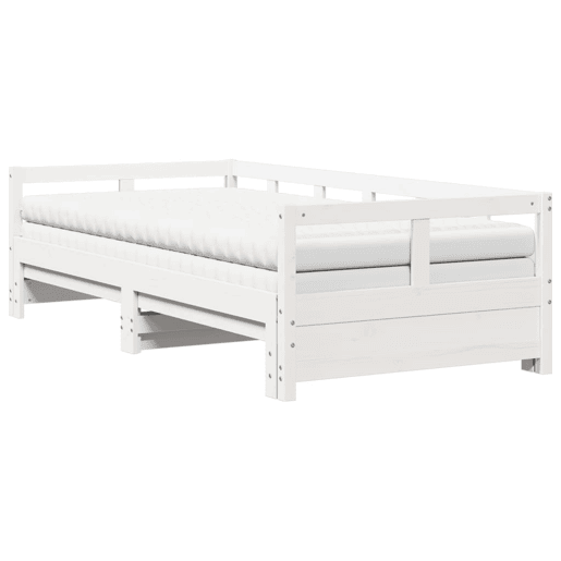 Cama infantil - Cama para crianças c gavetão e colchões 90x200 cm pinho maciço branco
