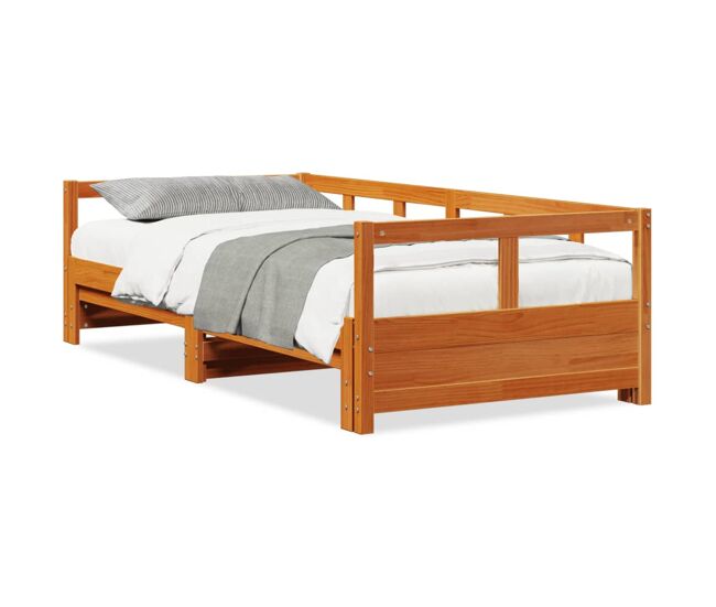 Cama matrimonial - cama para adultos sin colchón madera maciza pino marrón cera 80x200 cm