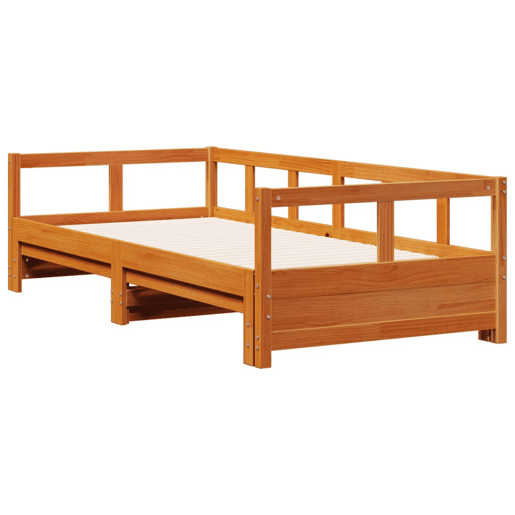 Cama de casal - Cama dupla sem colchão 80x200 cm madeira de pinho castanho cera