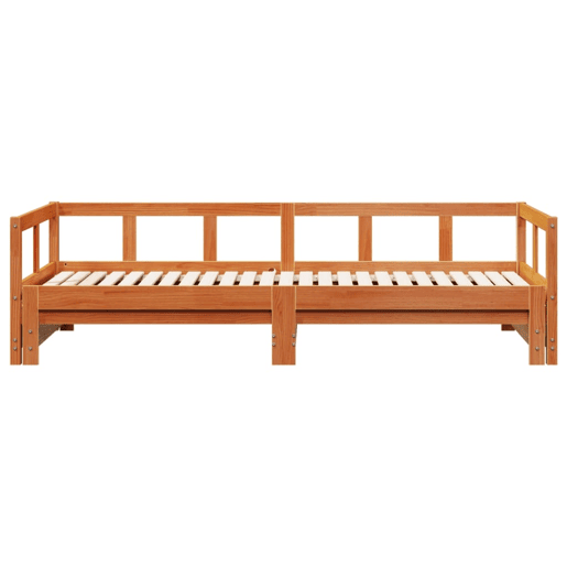 Cama de casal - Cama dupla sem colchão 80x200 cm madeira de pinho castanho cera