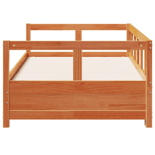 Cama de casal - Cama dupla sem colchão 80x200 cm madeira de pinho castanho cera