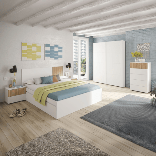 Quarto Nitza 5C Plus V1 Blanco Artik (Blanco Mate) - Natur 150 x 200 x 60 cm