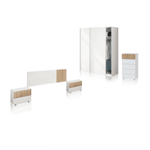 Quarto Nitza 5C Plus V1 Blanco Artik (Blanco Mate) - Natur 150 x 200 x 60 cm