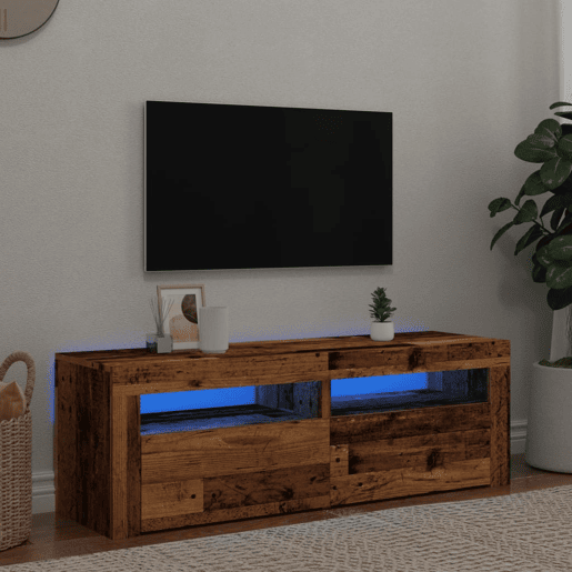 Móvel de TV - Modulo de TV - Armário de TV com luzes LED derivados de madeira madeira velha