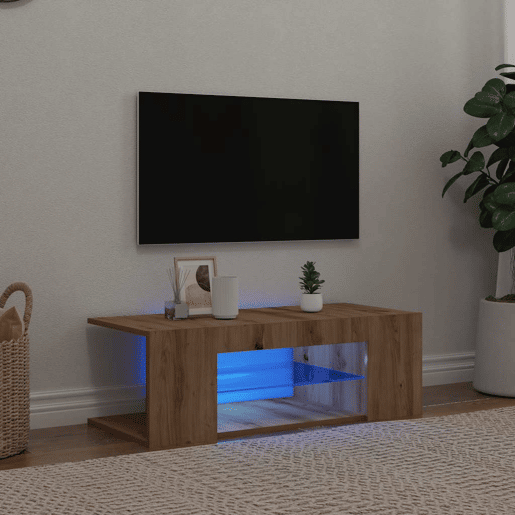 Móvel TV - Modulo de TV - Armário de TV c luzes LED derivados de madeira carvalho artisiano