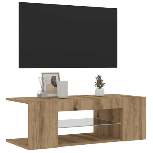 Móvel TV - Modulo de TV - Armário de TV c luzes LED derivados de madeira carvalho artisiano