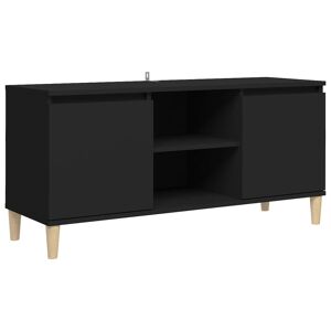 Móvel de TV - Modulo de TV - Armário de TV com pernas de madeira maciça 103,5x35x50 cm preto