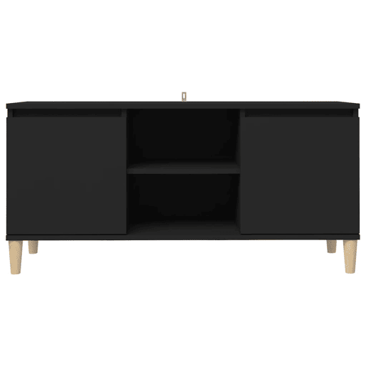 Móvel de TV - Modulo de TV - Armário de TV com pernas de madeira maciça 103,5x35x50 cm preto