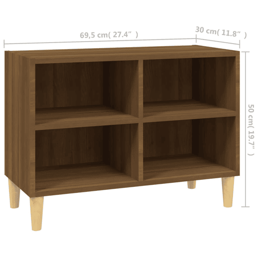 Móvel TV - Modulo de TV - Armário de TV pernas madeira maciça 69,5x30x50 cm carvalho castanho