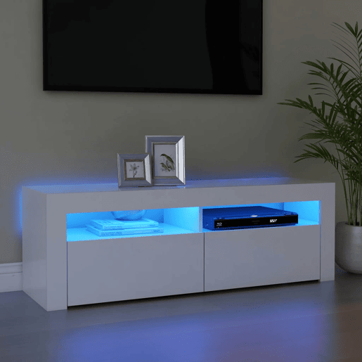 Móvel de TV - Modulo de TV - Armário de TV com luzes LED 120x35x40 cm branco
