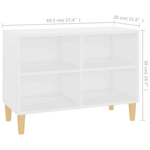 Móvel de TV - Modulo de TV - Armário de TV com pernas em madeira maciça 69,5x30x50 cm branco