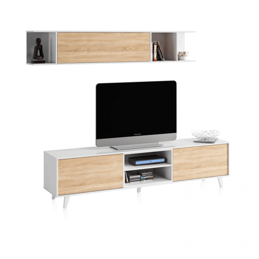 Niva Lounge Branco brilhante - Carvalho canadiano 180 x 54 x 41 cm