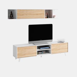 Niva Lounge Branco brilhante - Carvalho canadiano 180 x 54 x 41 cm