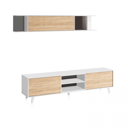 Niva Lounge Branco brilhante - Carvalho canadiano 180 x 54 x 41 cm