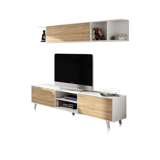 Niva Lounge Branco brilhante - Carvalho canadiano 180 x 54 x 41 cm