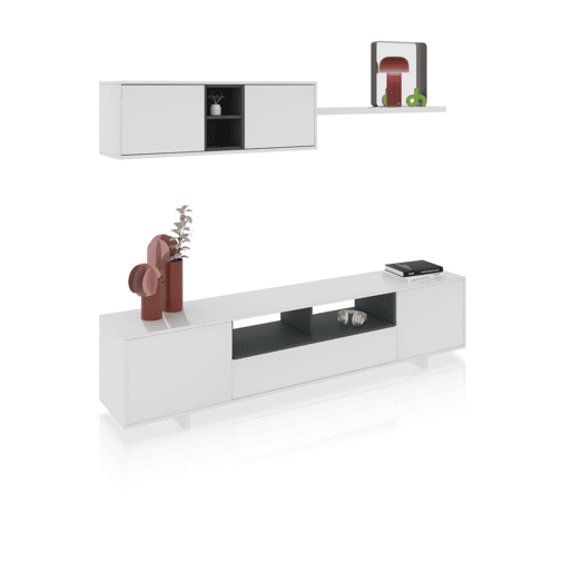 Salão Kenzo Branco brilhante - Cinzento antracite 200 x 46 x 41 cm