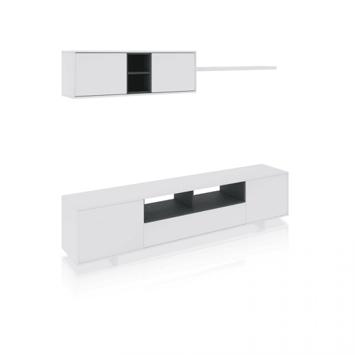 Salão Kenzo Branco brilhante - Cinzento antracite 200 x 46 x 41 cm