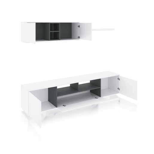 Salão Kenzo Branco brilhante - Cinzento antracite 200 x 46 x 41 cm