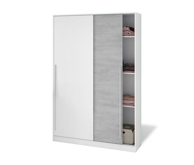 Armario de puertas correderas en blanco mate y gris cemento 120x200 cm show blanco artik (blanco mate) - gris cemento 120 x 200 x 50 cm