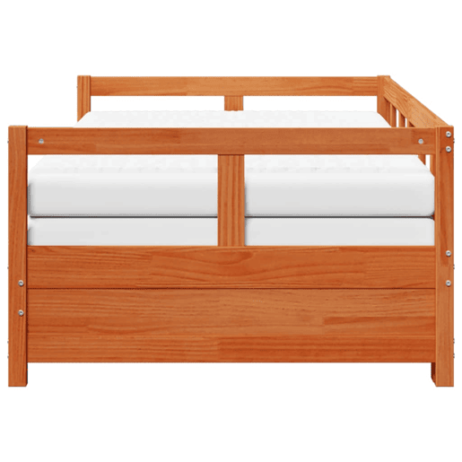 Cama de casal - Cama dupla com gavetão e colchões 80x200 cm pinho castanho-mel