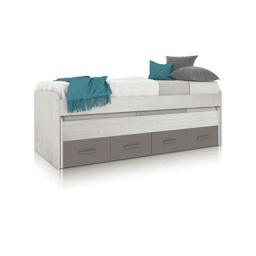 Cama de casal juvenil Axim Alpes Brancos - Basalto 198 x 69 x 96 cm