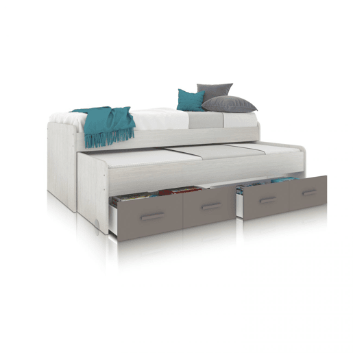 Cama de casal juvenil Axim Alpes Brancos - Basalto 198 x 69 x 96 cm