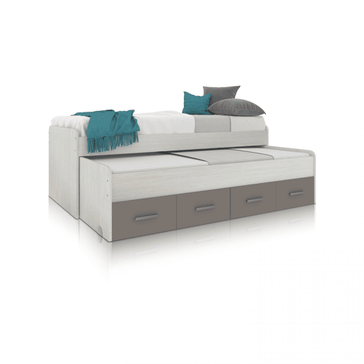 Cama de casal juvenil Axim Alpes Brancos - Basalto 198 x 69 x 96 cm