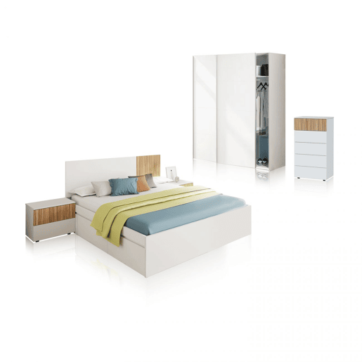 Quarto Nitza 5C Max V1 Blanco Artik (Blanco Mate) - Natur 196 x 37 x 156 cm
