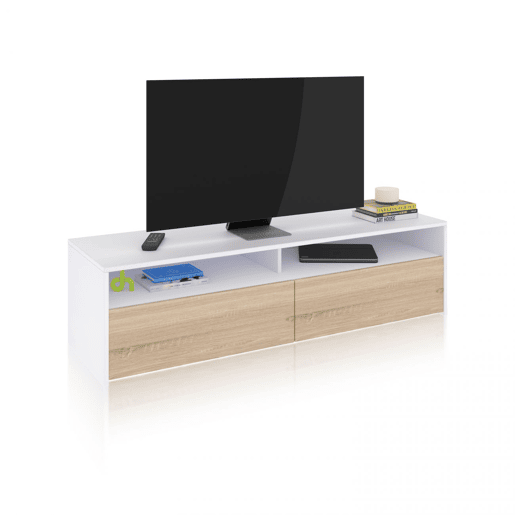 Armário TV Elba 2 portas Artik White (Branco mate) - Carvalho canadiano 130 x 35,5 x 40,2 cm