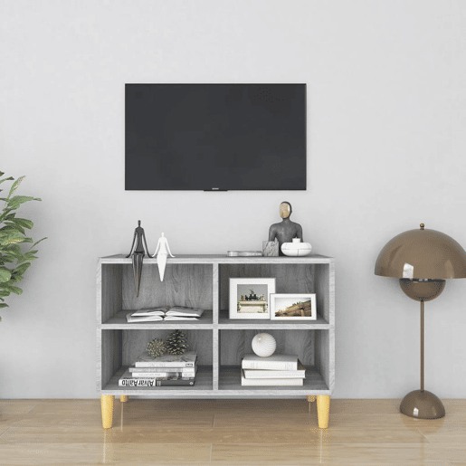 Móvel de TV - Modulo de TV - Armário de TV com pernas de madeira 69,5x30x50 cm cinzento sonoma
