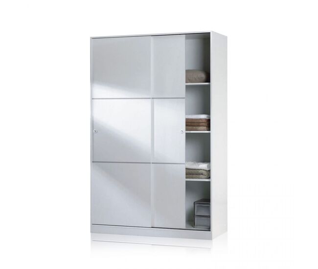 Armario de puertas correderas en blanco brillo 120x200 cm show blanco brillo 120 x 200 x 50 cm