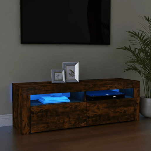 Móvel de TV - Modulo de TV - Armário de TV com luzes LED 120x35x40 cm carvalho fumado